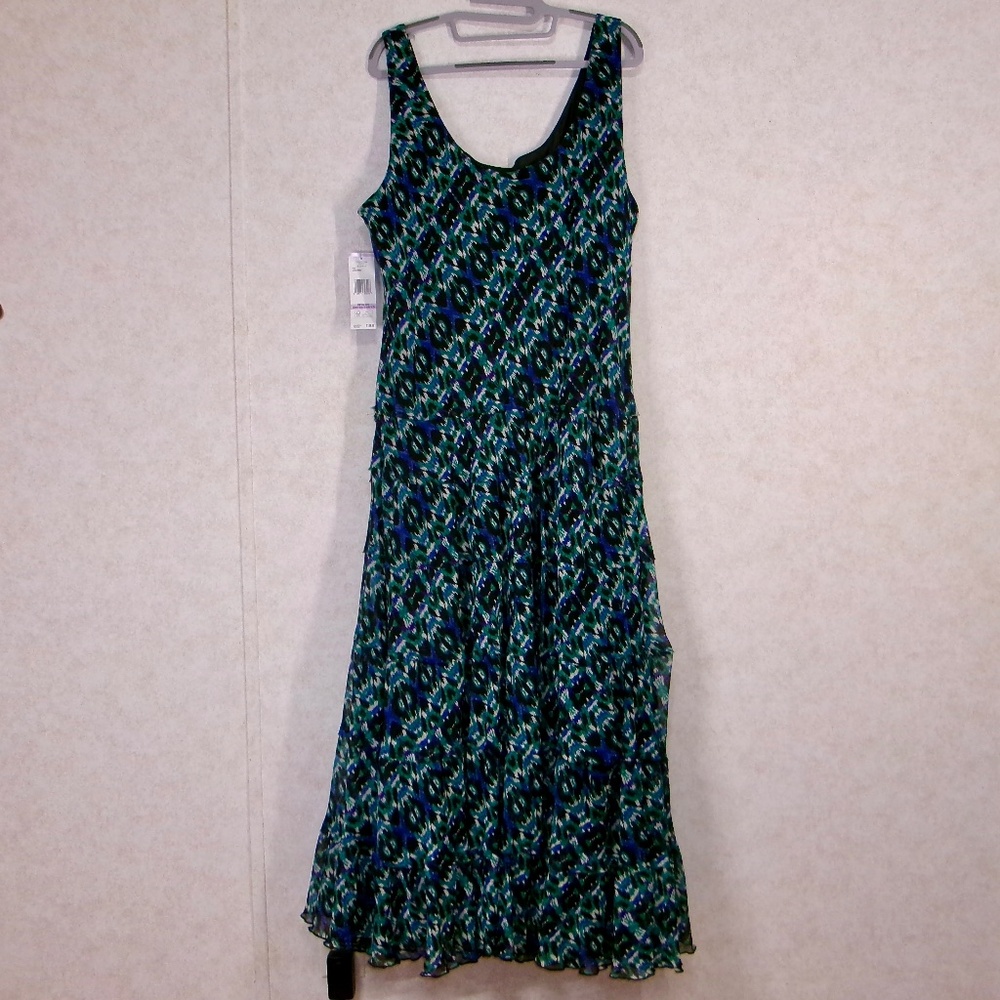 NWT Jones New York Career Black/Blue Maxi Dress Abstract Print PullOn Sz 22W - Picture 4 of 9